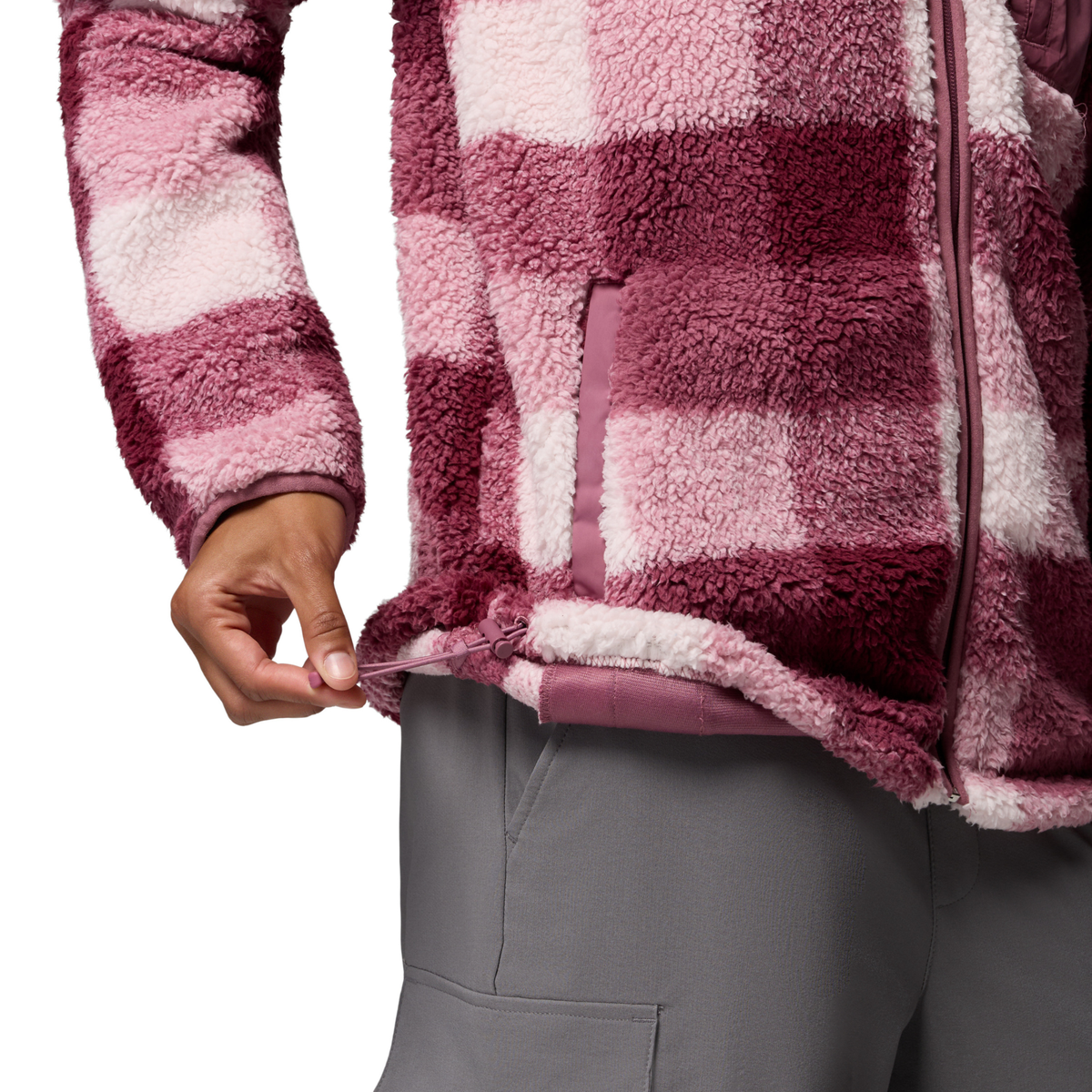 Columbia Women's West Bend II Printed Sherpa Full Zip Fleece Antique Mauve, Multi Buffalo Check 551 2085854