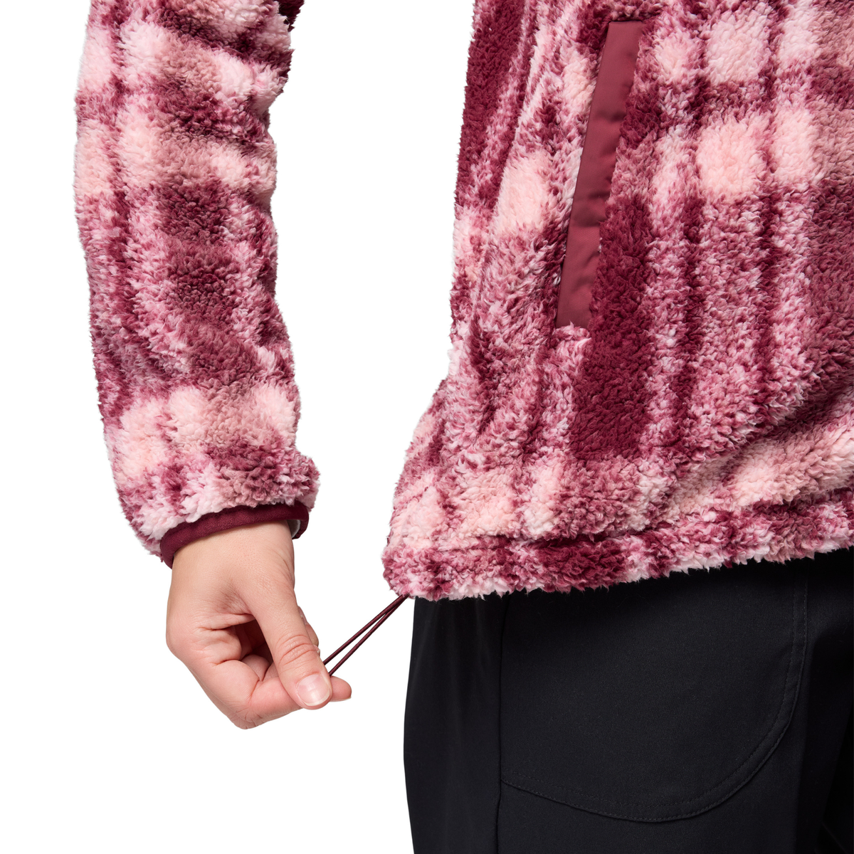Columbia Women's West Bend II Printed Sherpa Full Zip Fleece (Rich Wine Herringplaid)