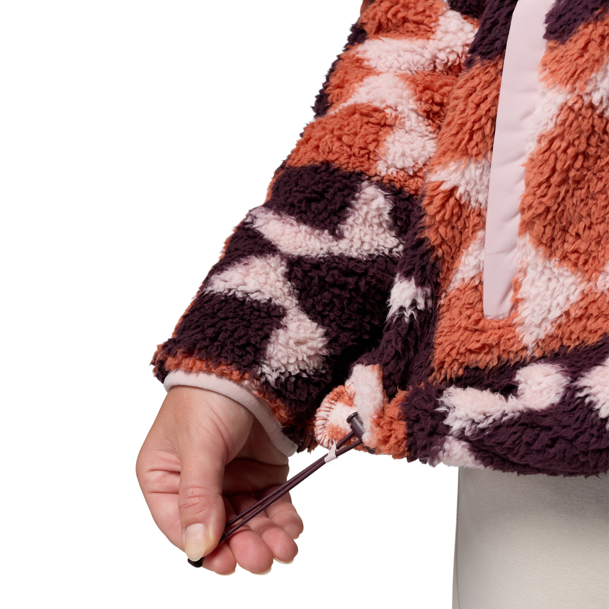 Columbia Women's West Bend II Printed Sherpa Full Zip Fleece Teak Brown Cosy Quilt 235 2085854