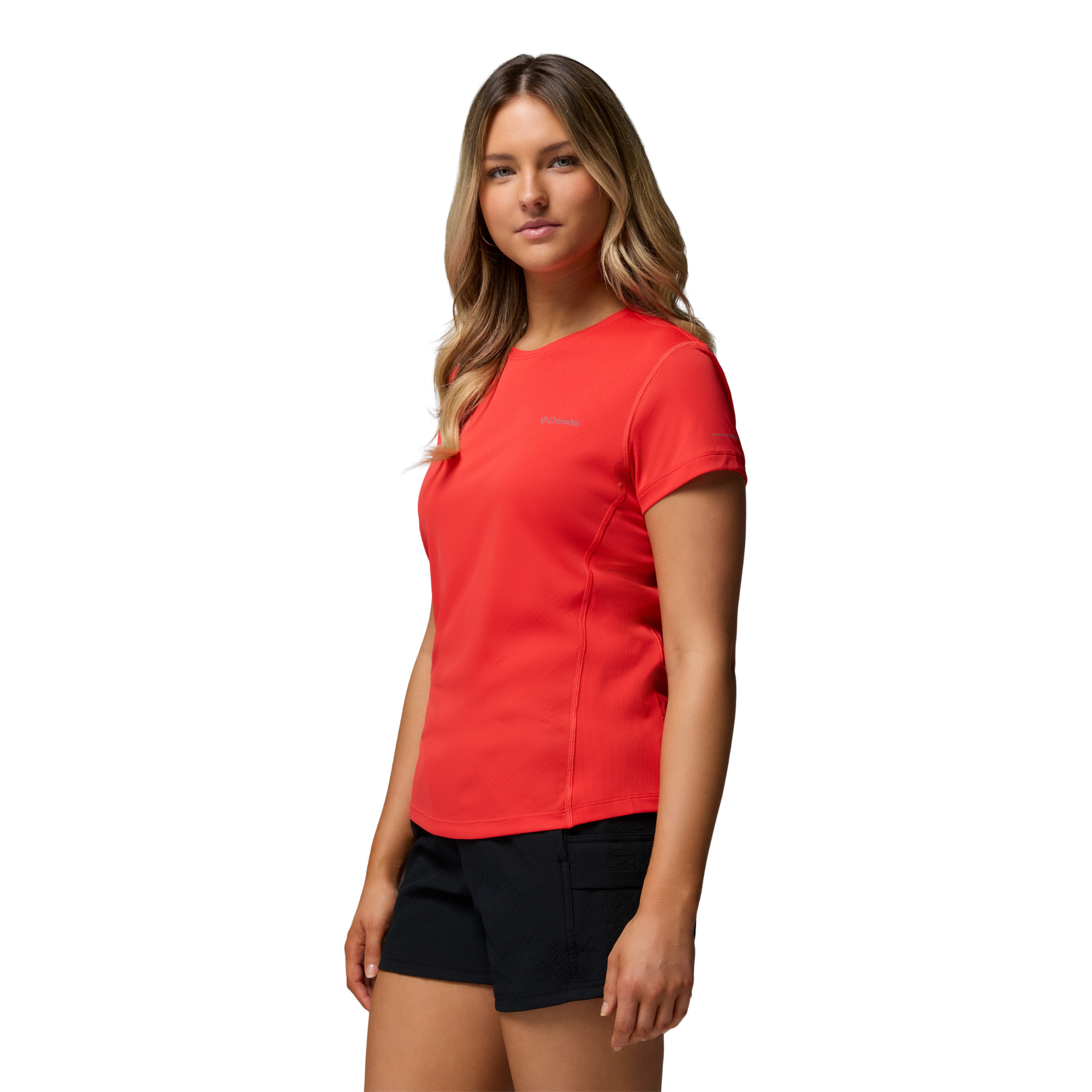 Columbia Women's Zero Rules Light Short Sleeve Crew Neck Technical Tee (Poppy Red)
