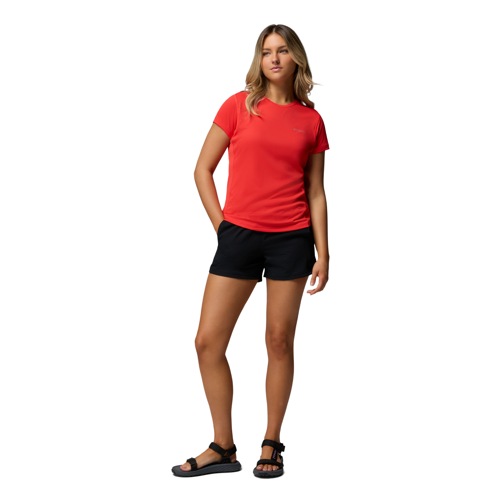 Columbia Women's Zero Rules Light Short Sleeve Crew Neck Technical Tee (Poppy Red)