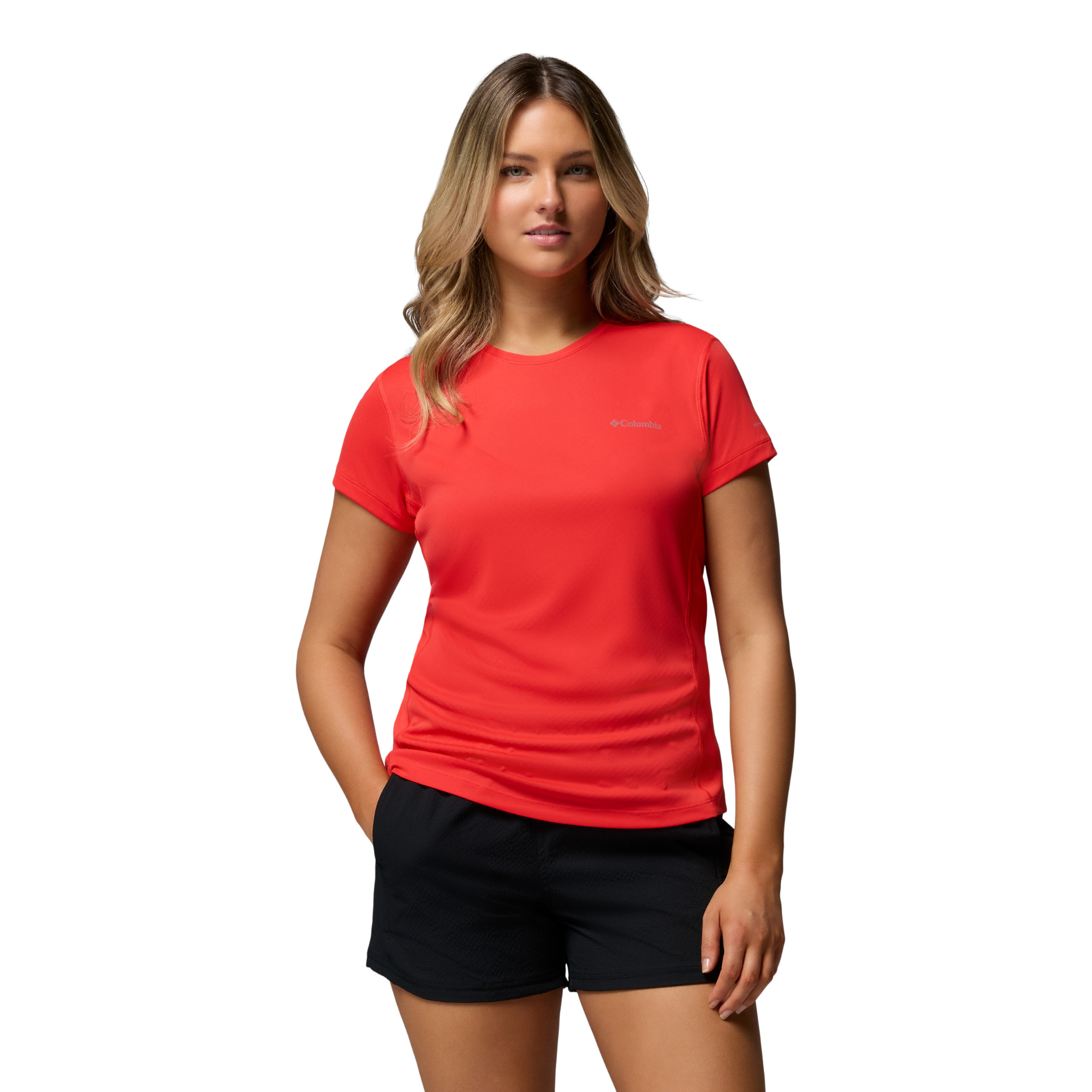 Columbia Women's Zero Rules Light Short Sleeve Crew Neck Technical Tee (Poppy Red)