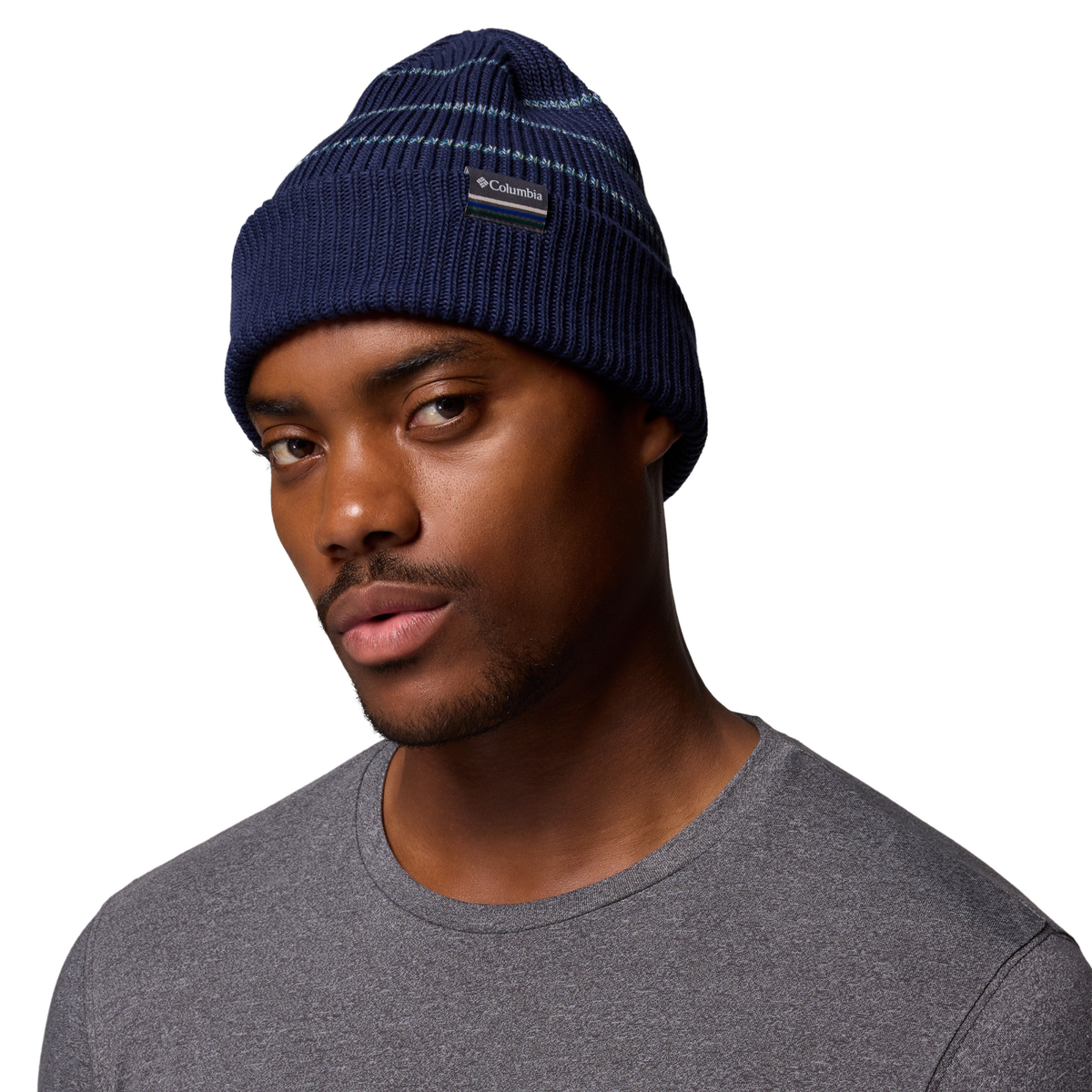 Columbia Unisex Lost Lager II Recycled Beanie Hat Collegiate Navy Rainbow Stripes 465 1975921