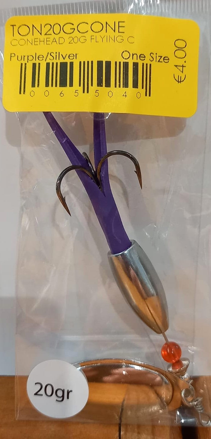 Conehead Flying C Spinning Lure(20g Purple/Silver)