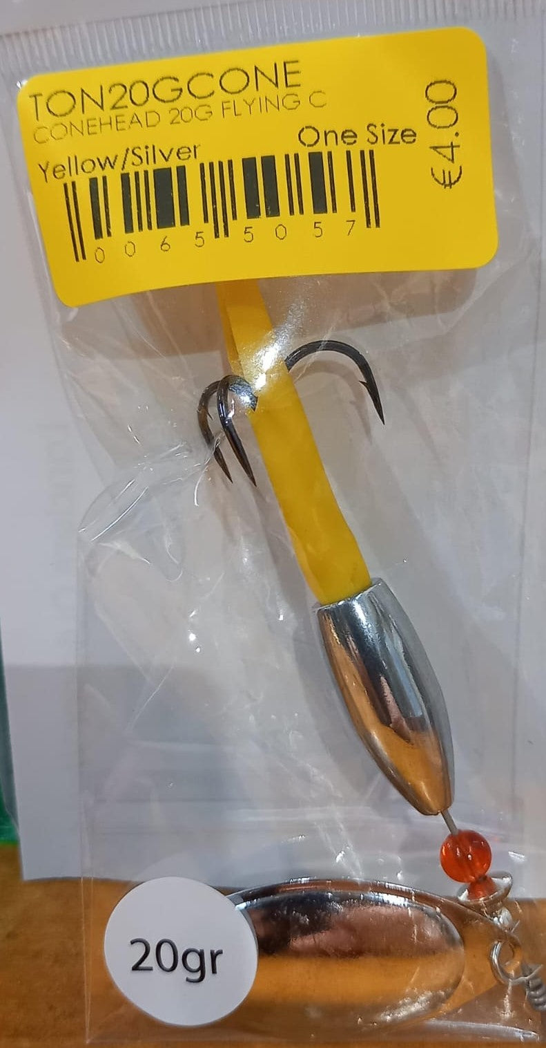 Conehead Flying C Spinning Lure (20g Yellow/Silver)