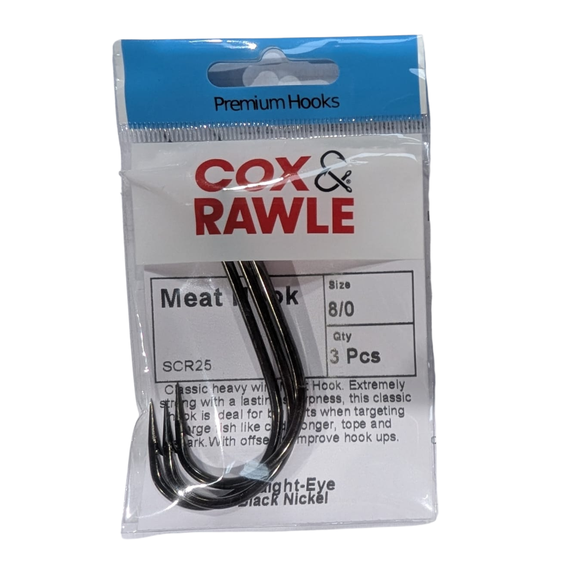 Cox & Rawle Meat Hook Size 8/0 3 Pieces KYHOOK07