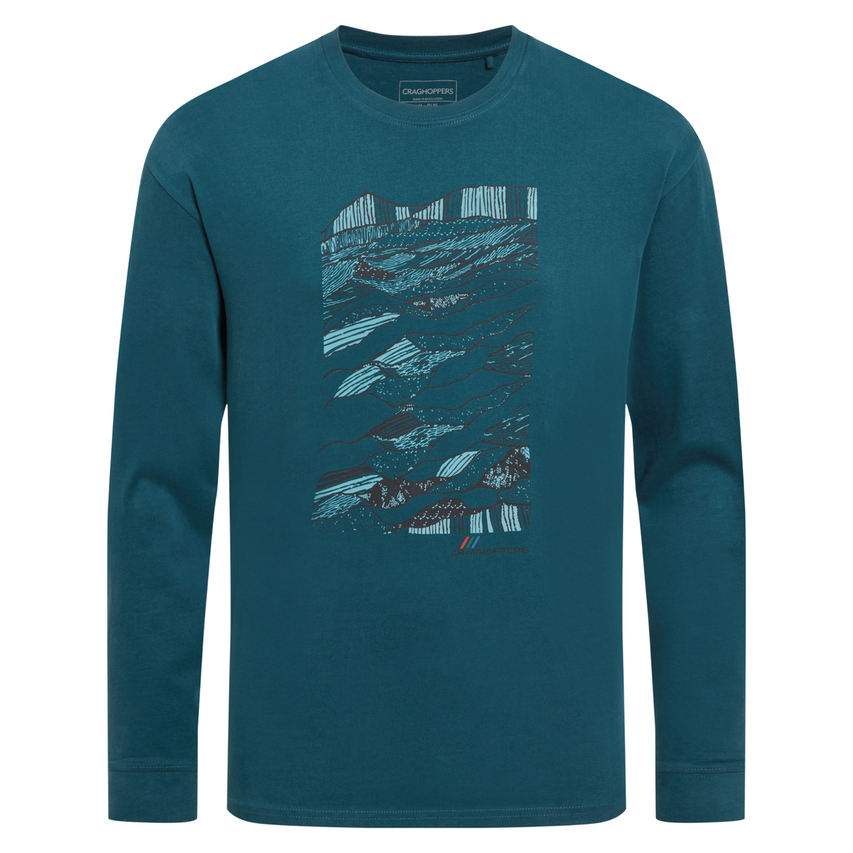 Craghoppers Men's Dillisk 100% Organic Cotton Long Sleeve Top Dark Aegean 1XK CMT1002