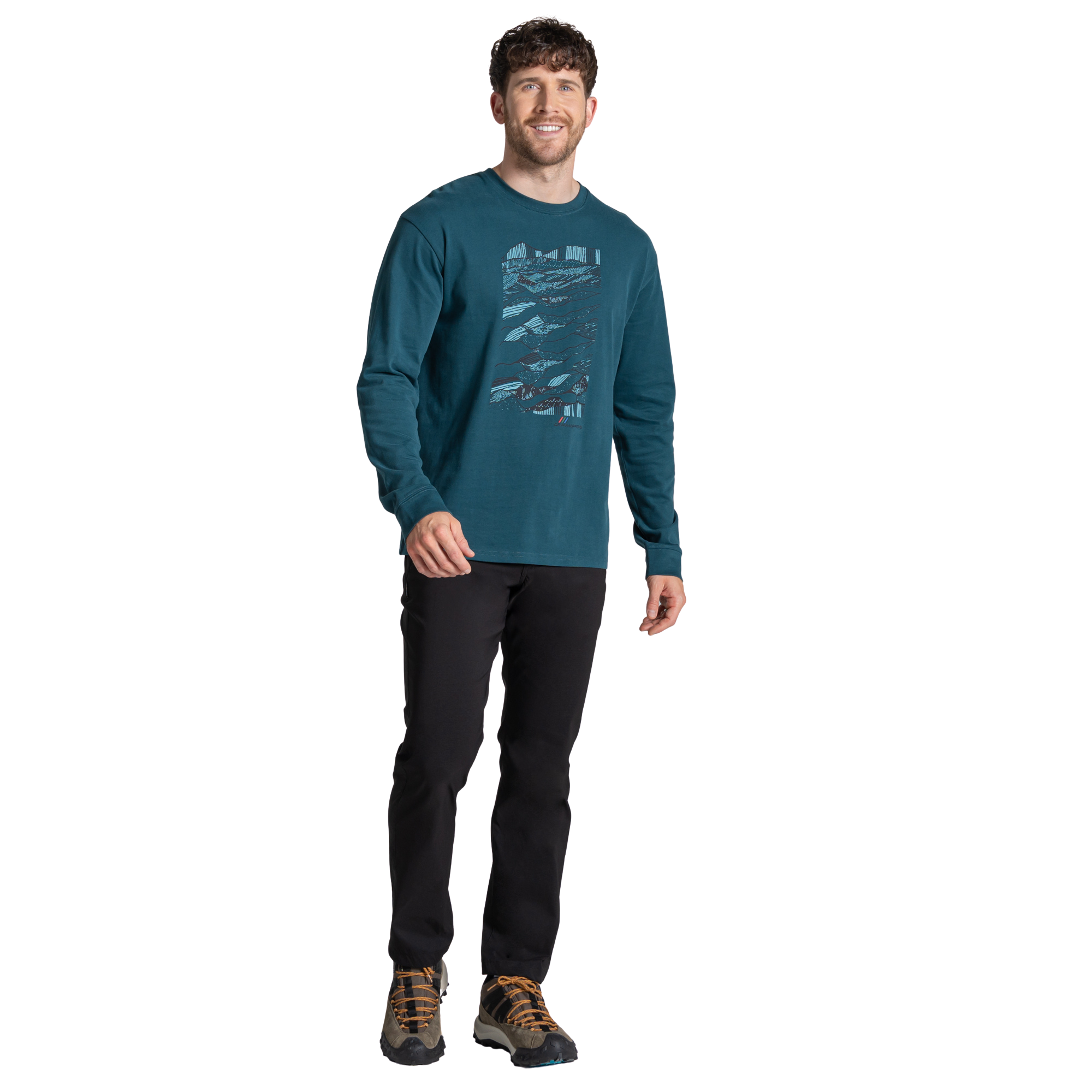 Craghoppers Men's Dillisk 100% Organic Cotton Long Sleeve Top Dark Aegean 1XK CMT1002