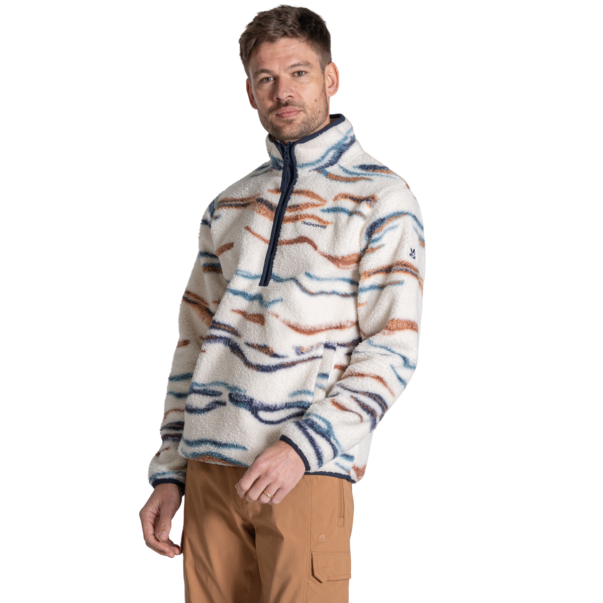 Craghoppers Men's Rawthey National Trust Half Zip Fleece Top (Ecru/Winterstorm)