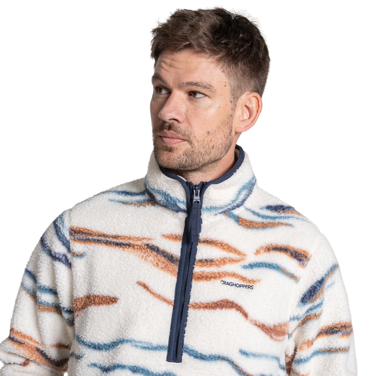 Craghoppers Men's Rawthey National Trust Half Zip Fleece Top (Ecru/Winterstorm)