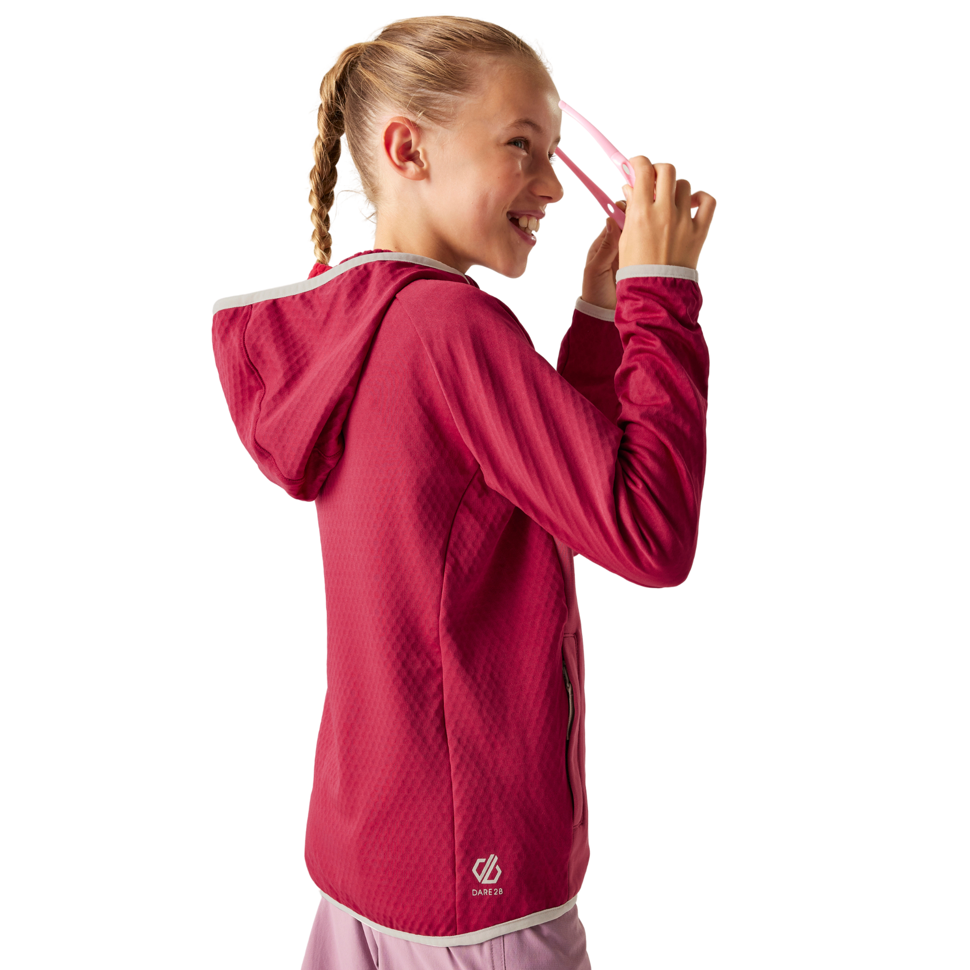 Dare 2B Kids Expedition Midlayer UPF50 Hooded Full Zip Fleece (Deep Claret)