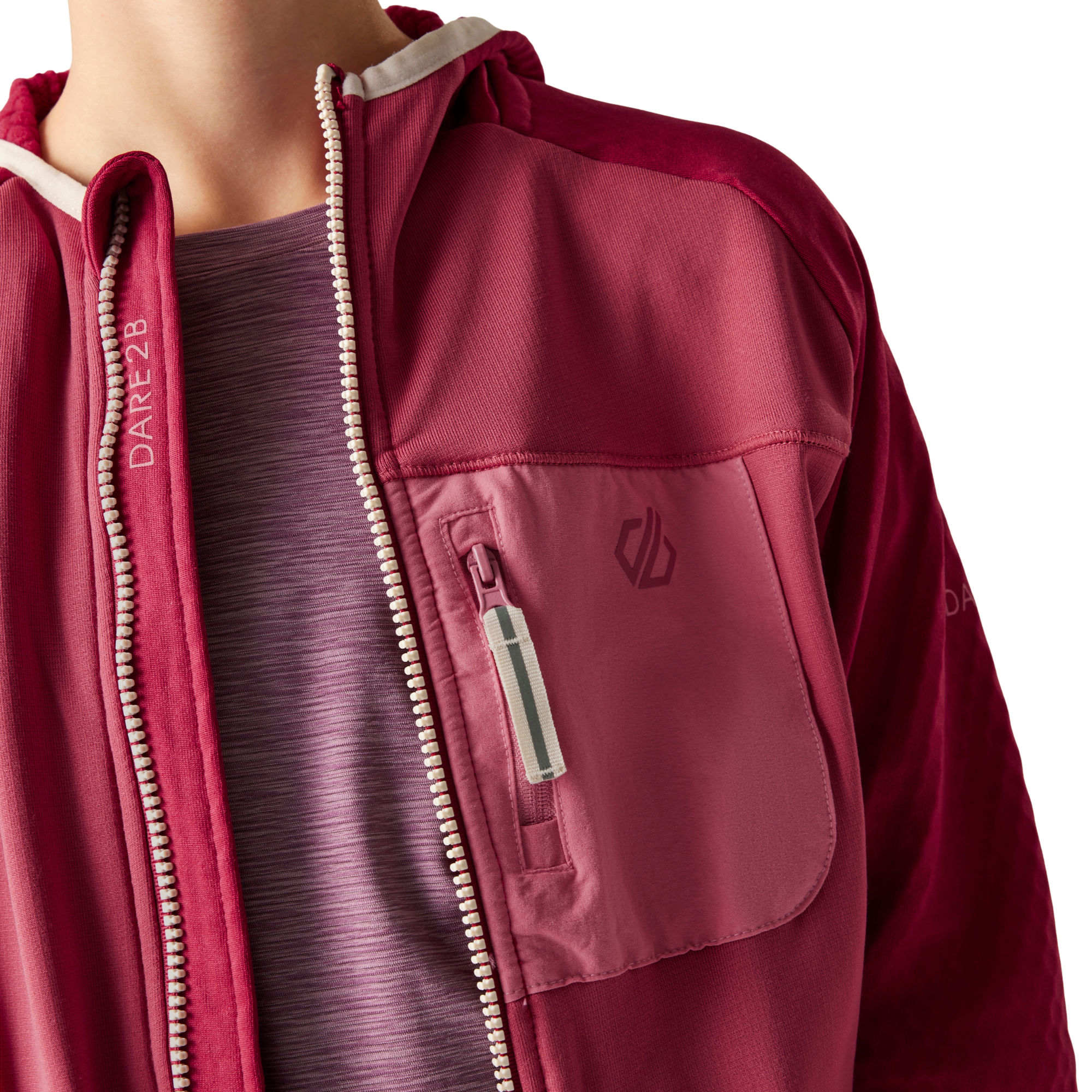 Dare 2B Kids Expedition Midlayer UPF50 Hooded Full Zip Fleece (Deep Claret)