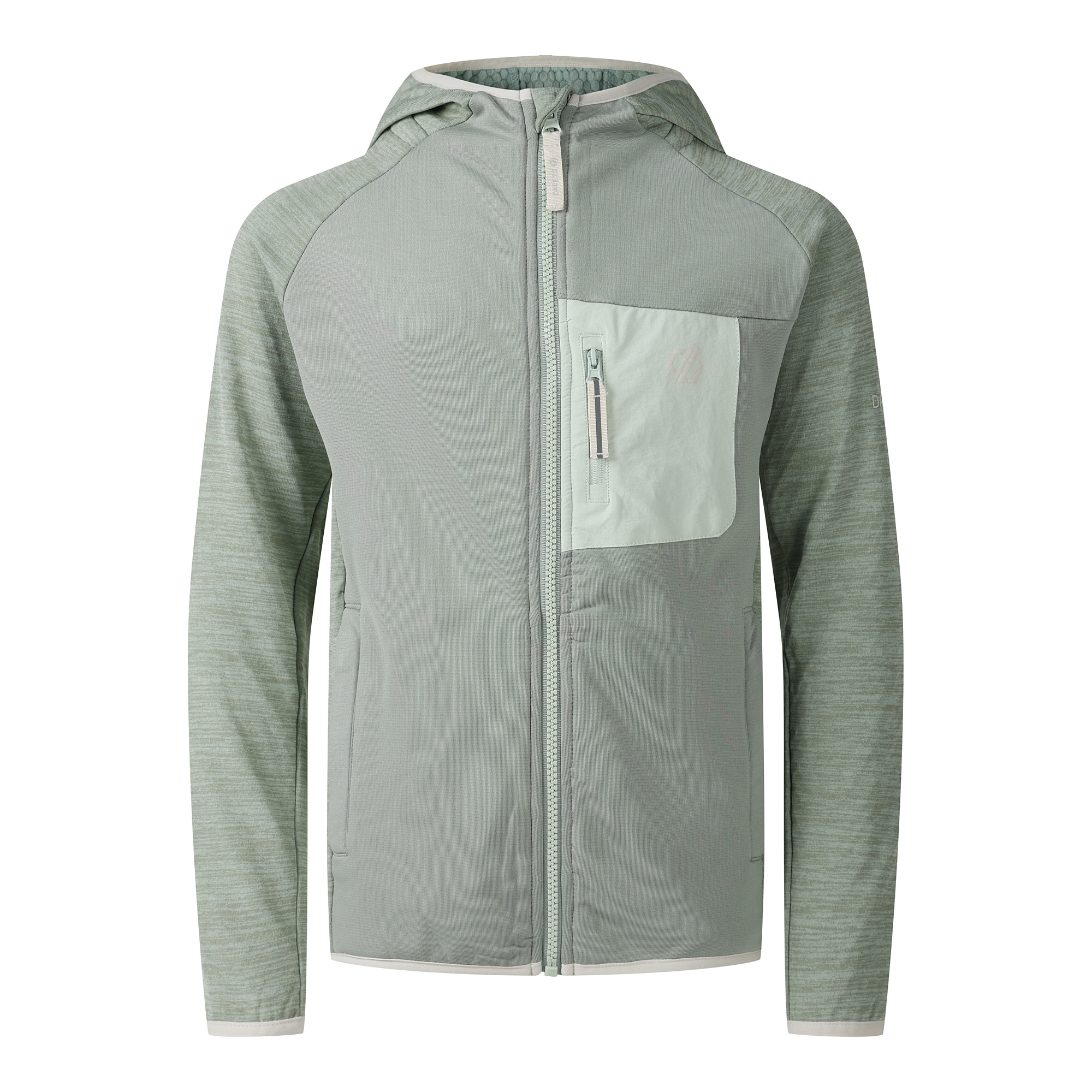 Dare 2B Kids Expedition Midlayer UPF50 Hooded Full Zip Fleece (Glacier Green)