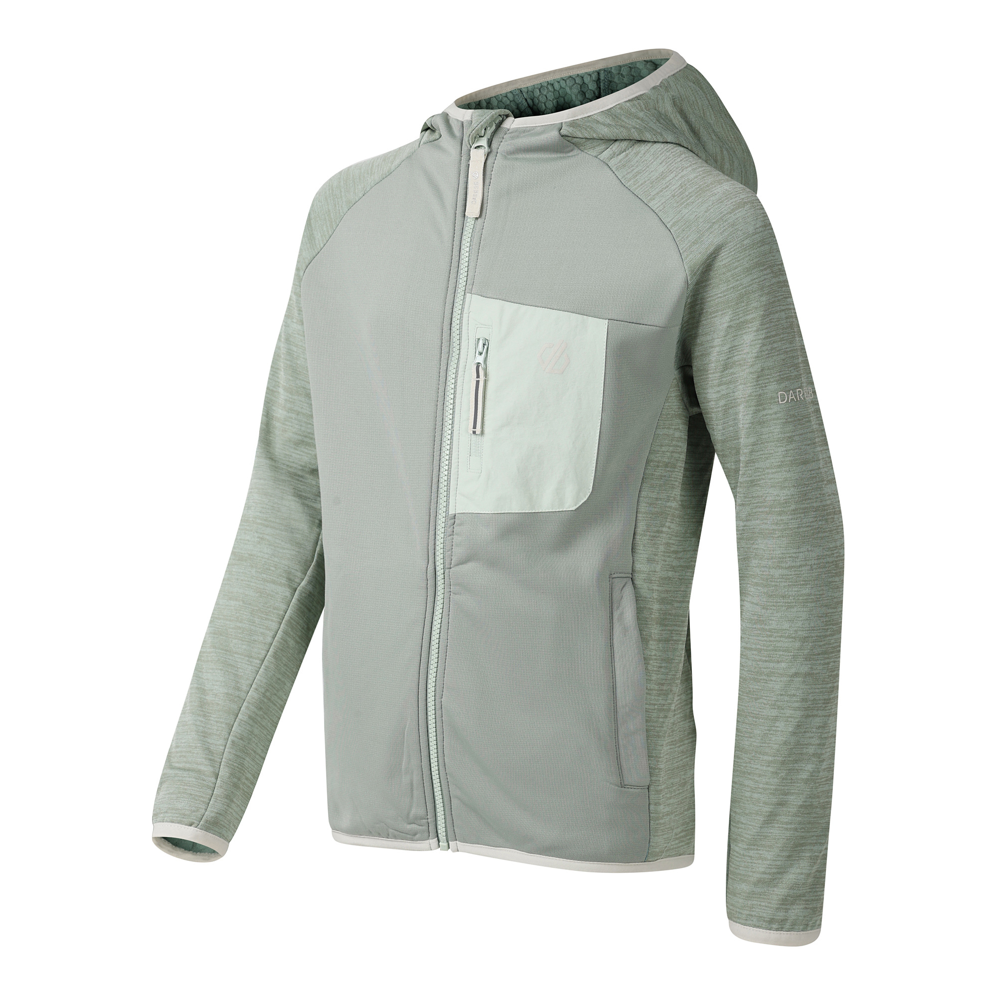 Dare 2B Kids Expedition Midlayer UPF50 Hooded Full Zip Fleece (Glacier Green)