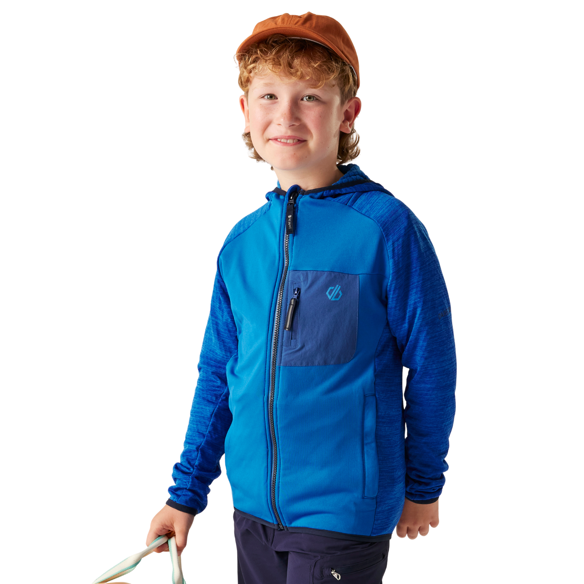 Dare 2B Kids Expedition Midlayer UPF50 Hooded Full Zip Fleece (Oxford Blue)