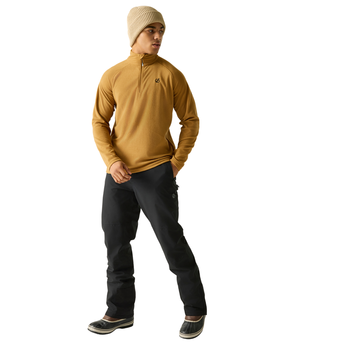 Dare 2B Men's Freethink II Quarter Zip Fleece Top Wood Brown ZIQ DMA473