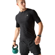 Load image into Gallery viewer, Dare 2B Men's Power Up Short Sleeve Technical Tee (Black Marl)