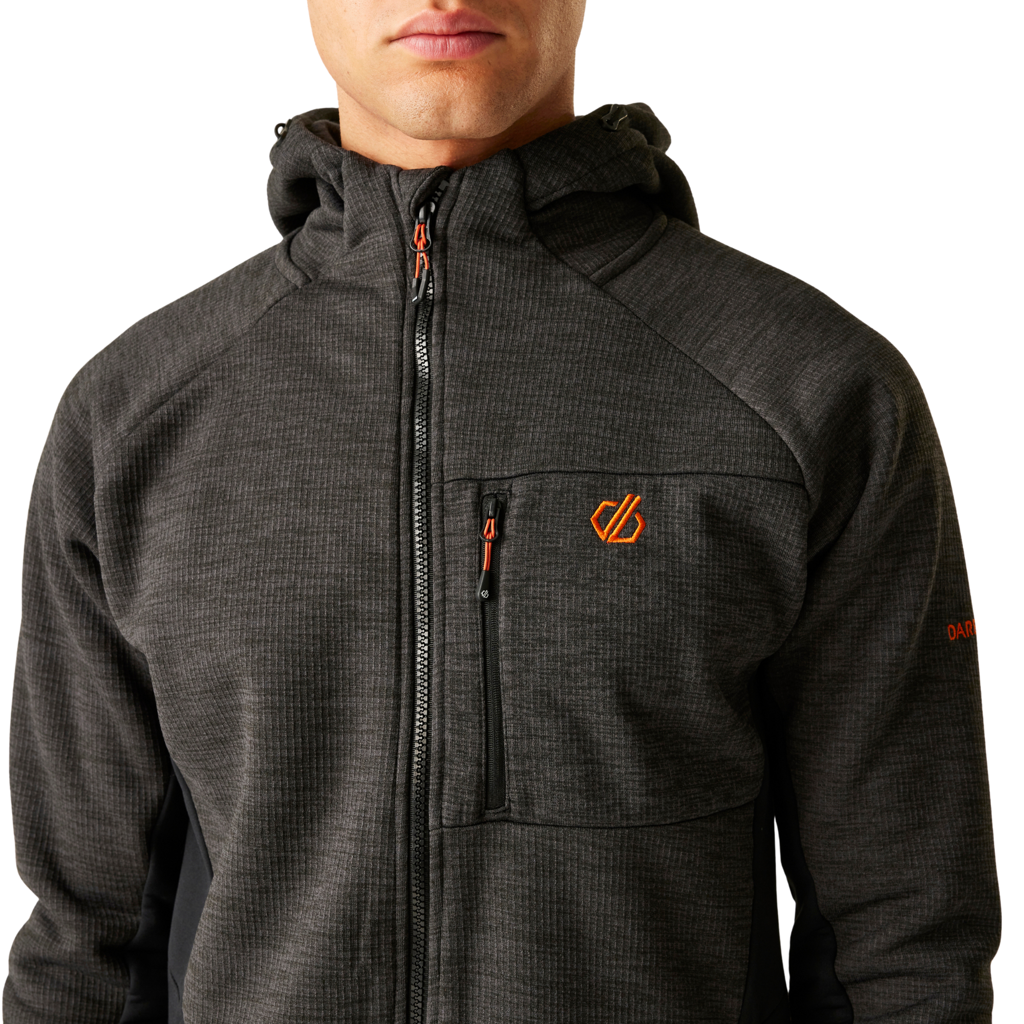 Dare 2B Men's Torrek Pro Hooded Midlayer Full Zip Fleece (Black)
