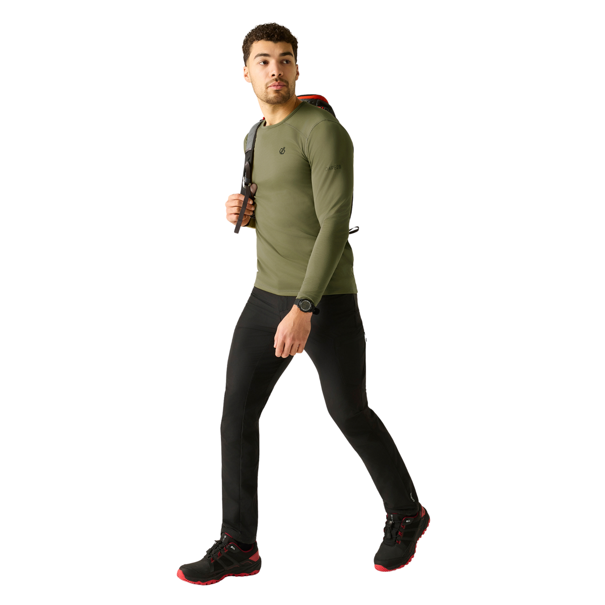 Dare 2B Men's Ventura Grid Crew Neck Technical Top Martini Olive 0GH DMA772