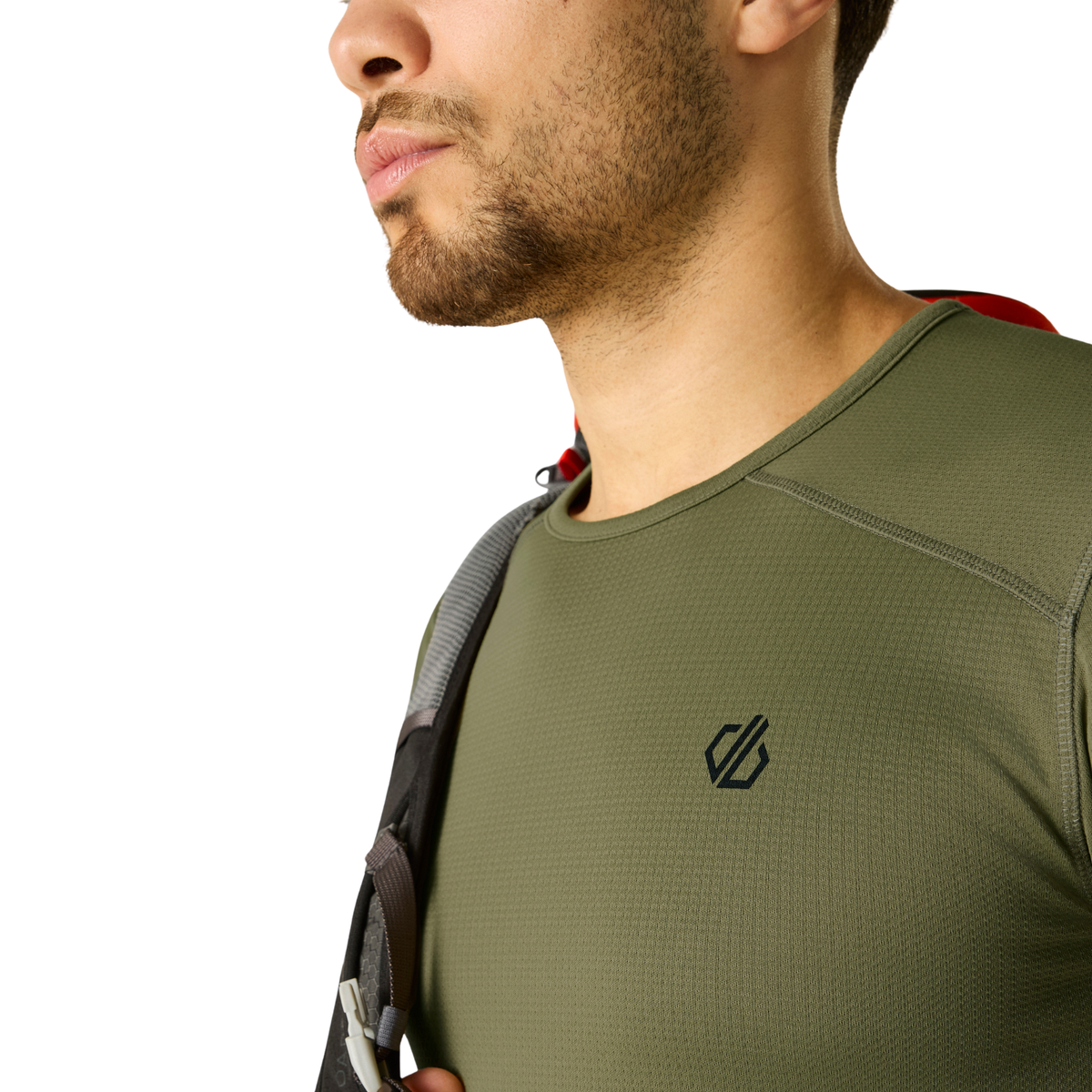 Dare 2B Men's Ventura Grid Crew Neck Technical Top Martini Olive 0GH DMA772