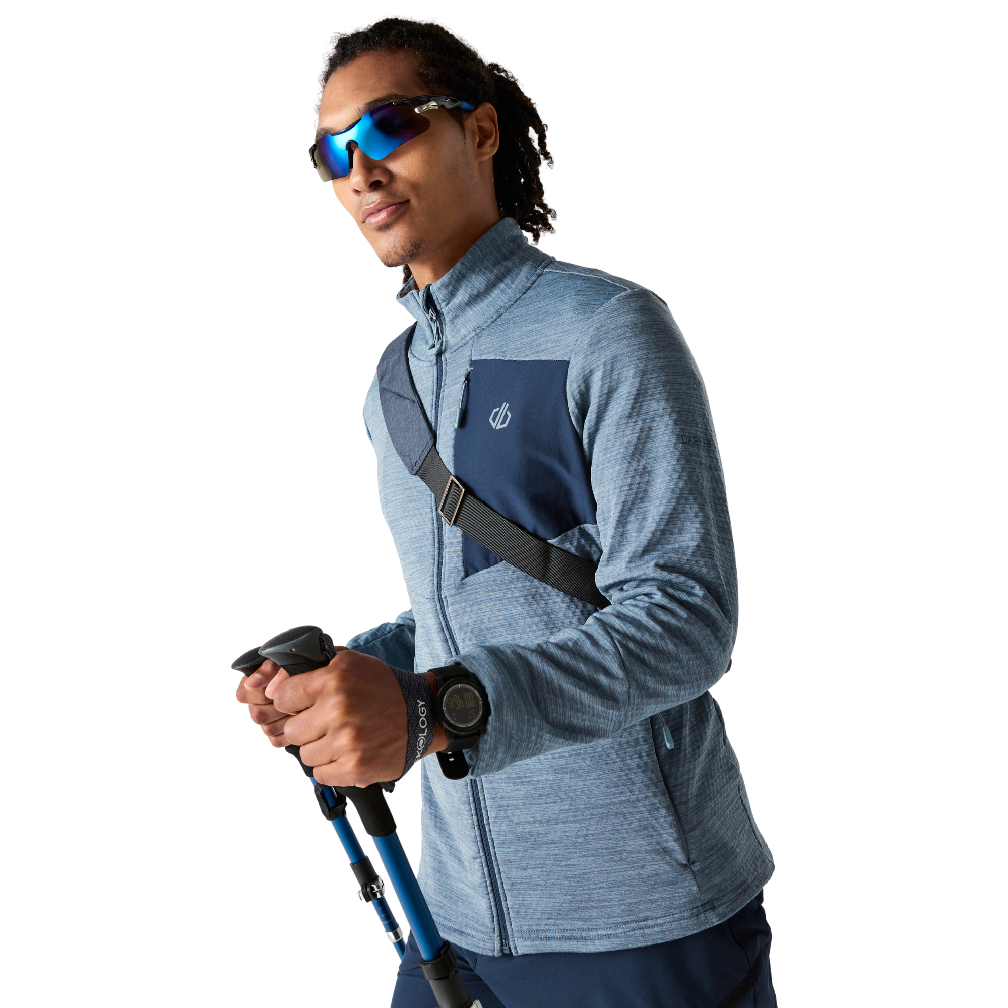 Dare 2B Men's Venture Stretch Midlayer Full Zip Fleece (Mercury/Navy)