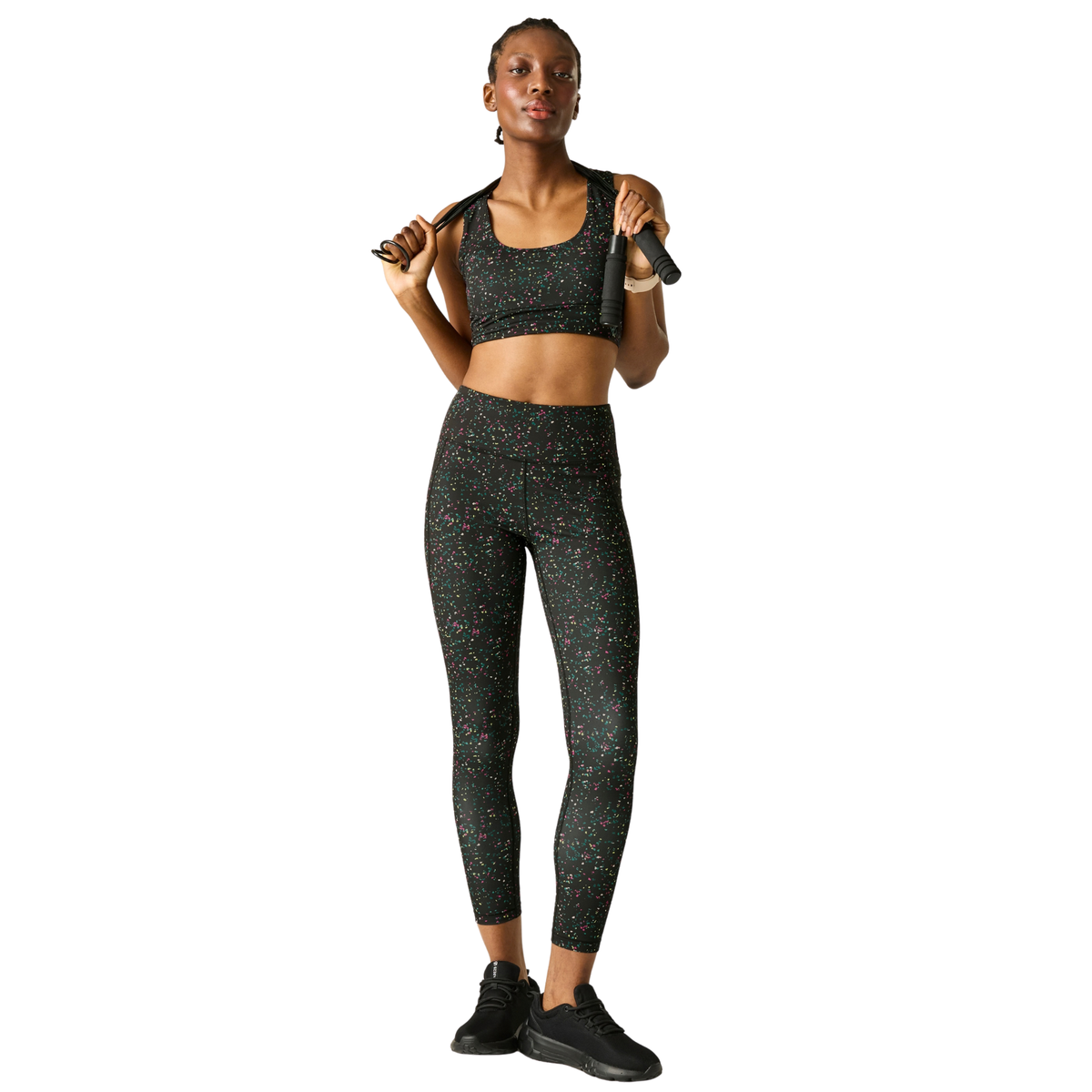 Dare 2B Women's Influential Sports Bra Black Speckle Print ZF4 DWU423