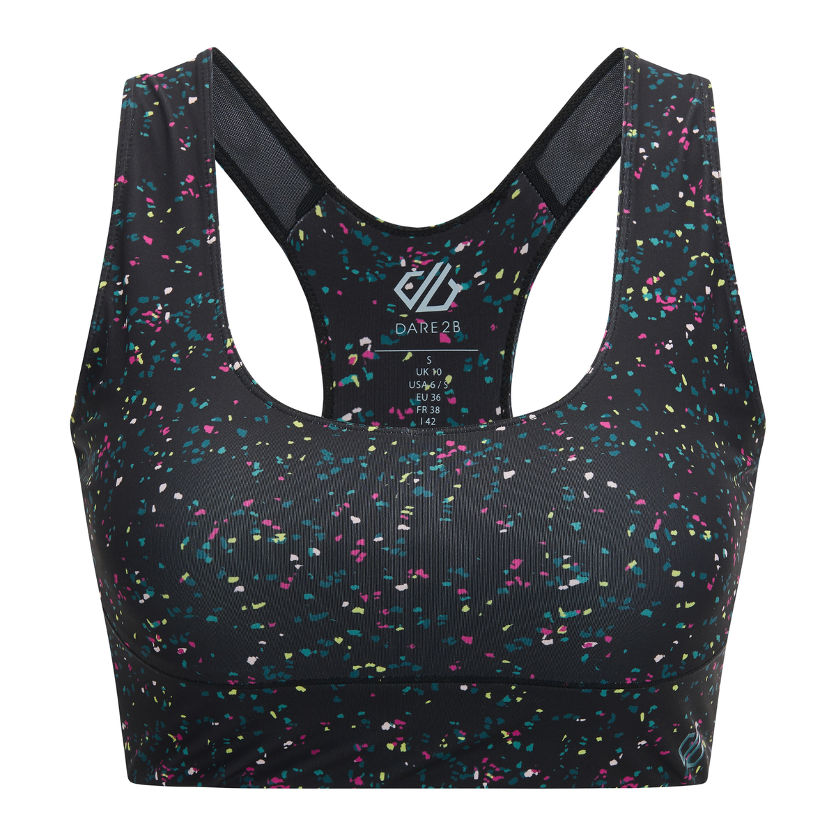 Dare 2B Women's Influential Sports Bra Black Speckle Print ZF4 DWU423