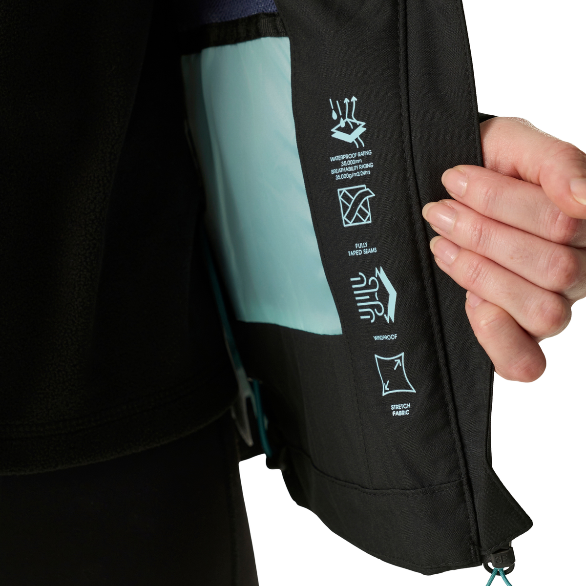 Dare 2B Women's Torrek III Waterproof Jacket Black Teal 1ED DWW603