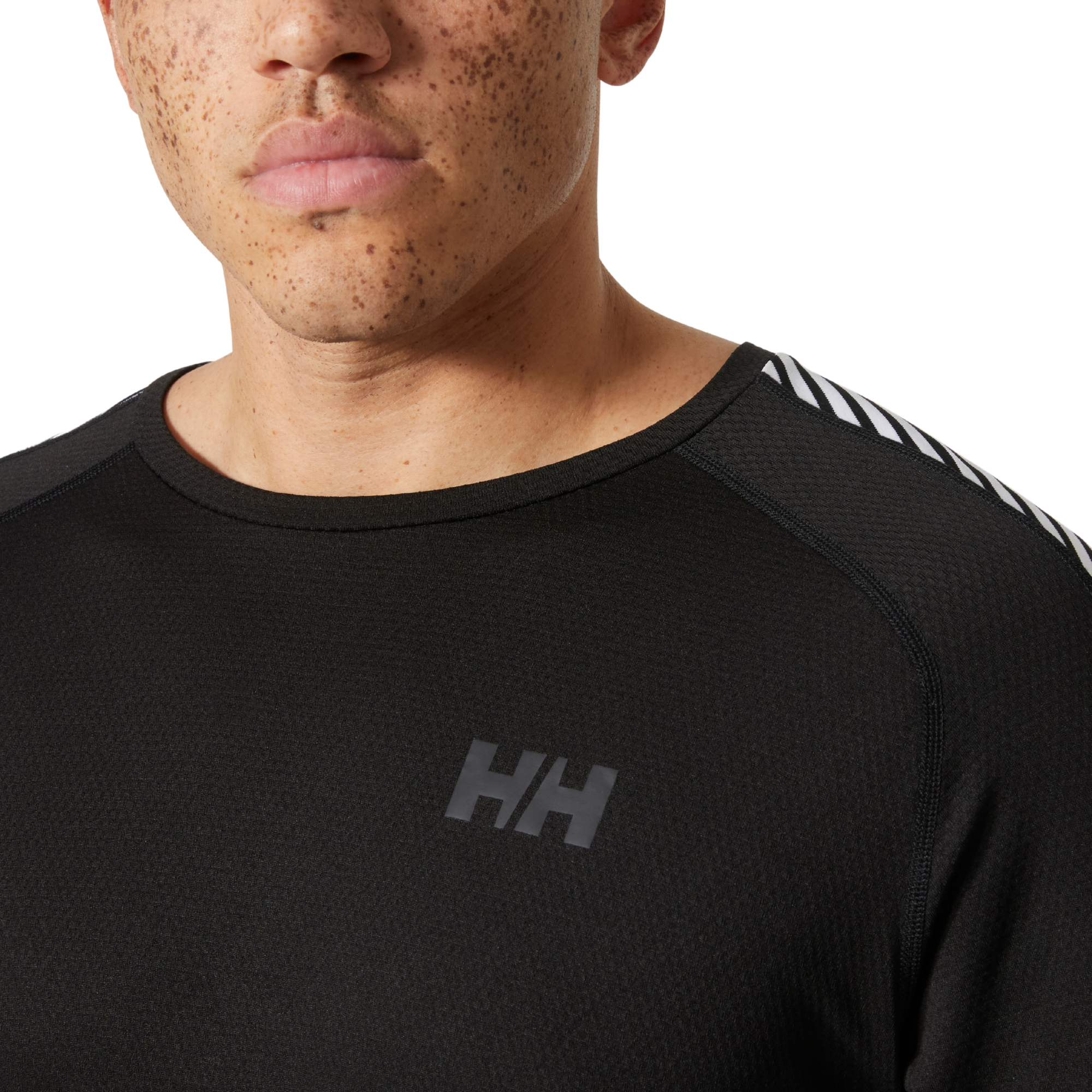 Helly Hansen Men's Lifa Active Stripe Crew Neck Base Layer Top (Black)