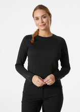 Load image into Gallery viewer, Helly Hansen Women&#39;s Lifa Active Crew Neck Long Sleeve Base Layer Top (Black)
