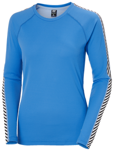 Helly Hansen Women's Lifa Active Stripe Crew Neck Long Sleeve Base Layer Top (Ultra Blue)