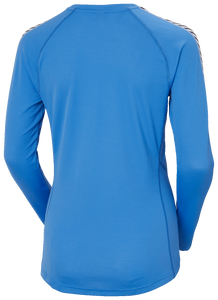 Helly Hansen Women's Lifa Active Stripe Crew Neck Long Sleeve Base Layer Top (Ultra Blue)
