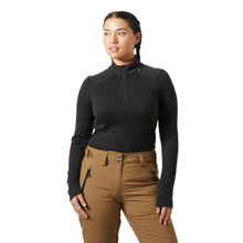 Load image into Gallery viewer, Helly Hansen Women's Lifa Merino Midweight Half Zip Base Layer Top (Black)