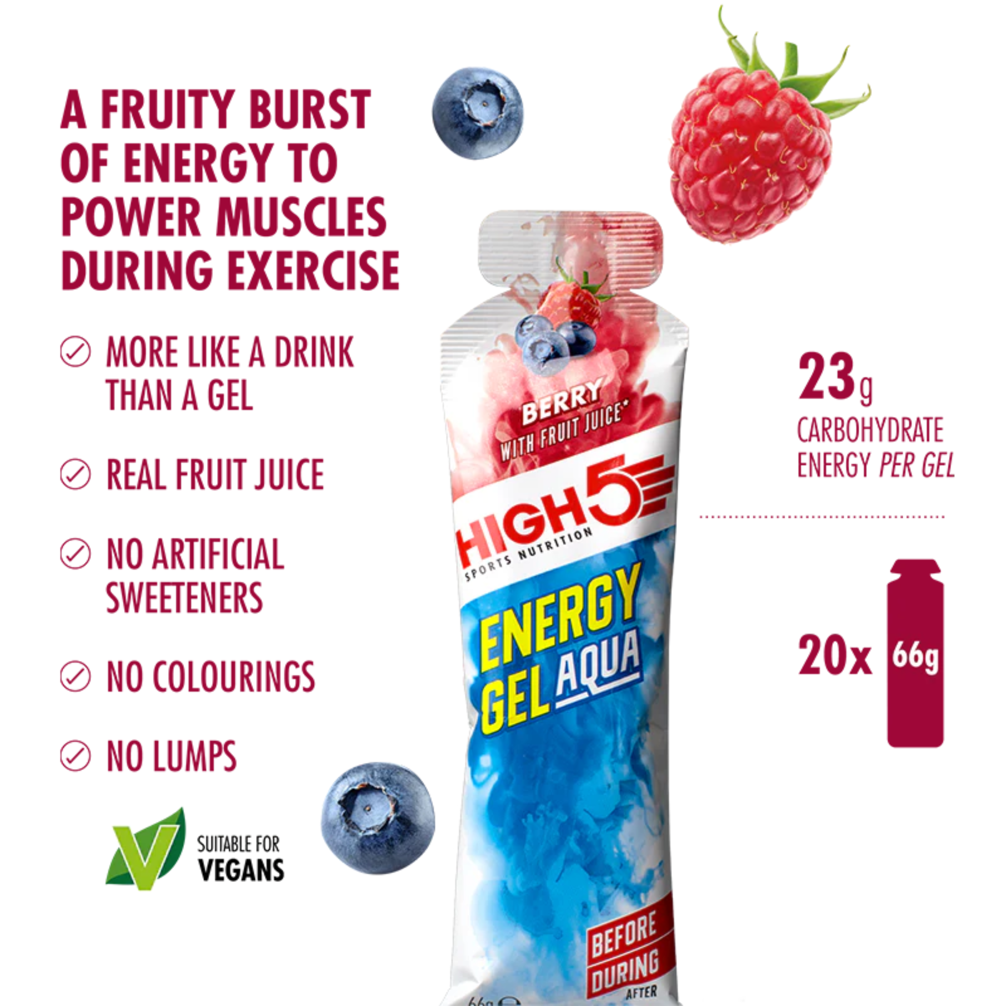 High 5 Energy Gel Aqua 66g Pouch (Berry)