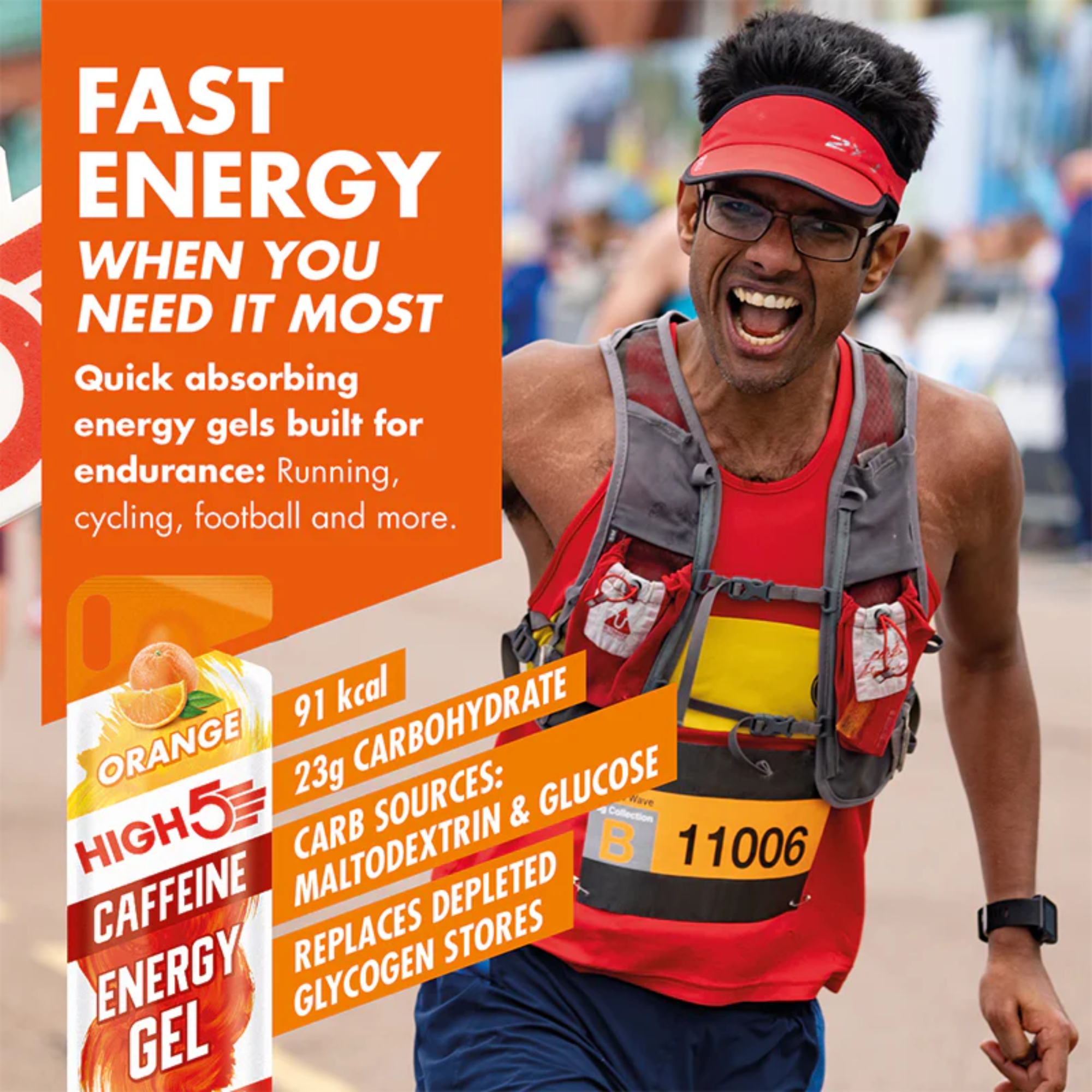 High 5 Energy Gel with Caffeine 40g Pouch (Raspberry)