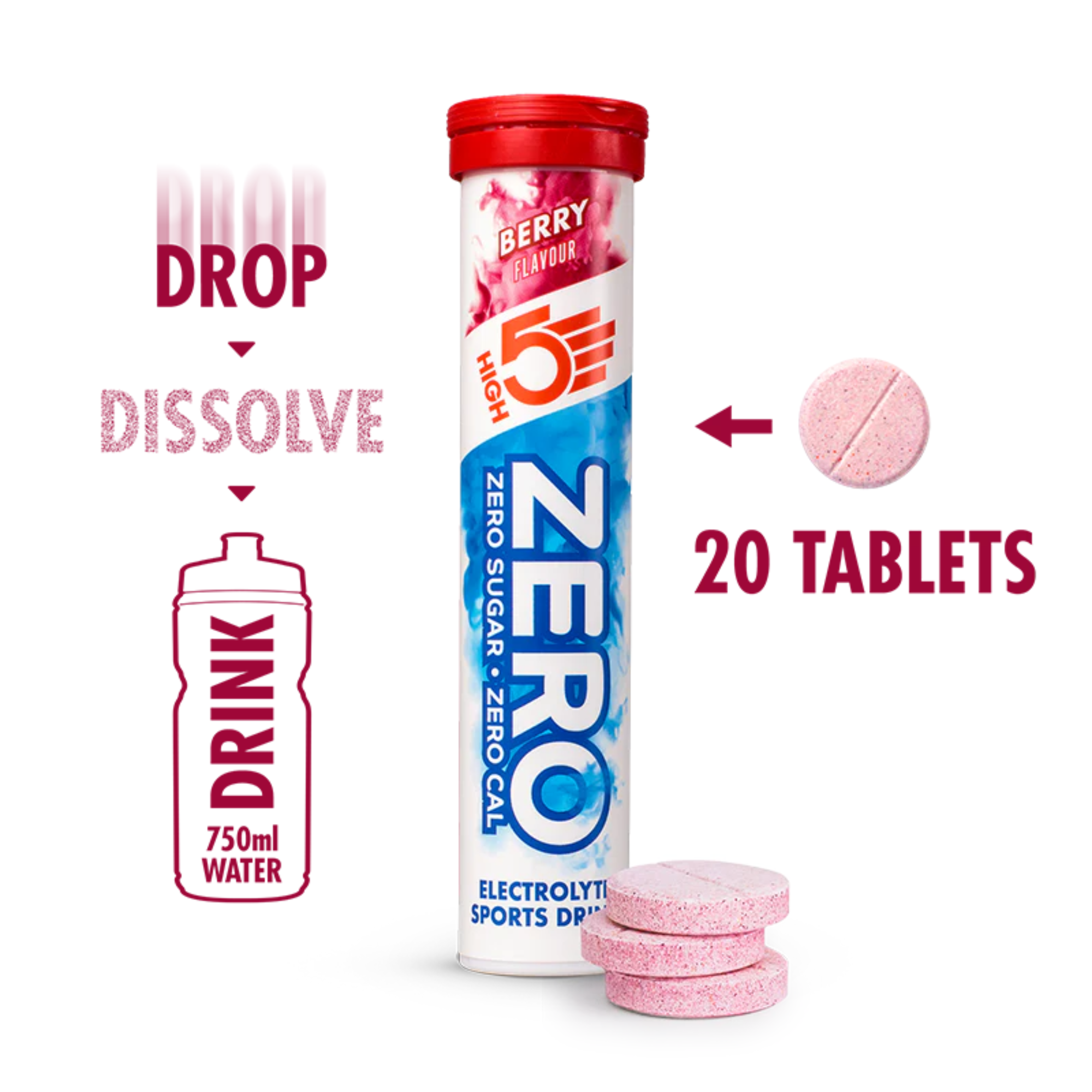 High 5 Zero Electrolyte Drink 20 Tablet Tube (Berry)