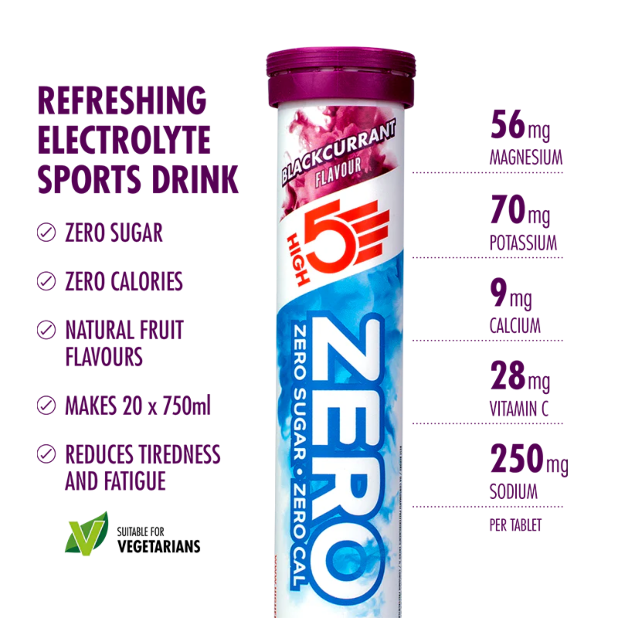 High 5 Zero Electrolyte Drink 20 Tablet Tube (Blackcurrant)