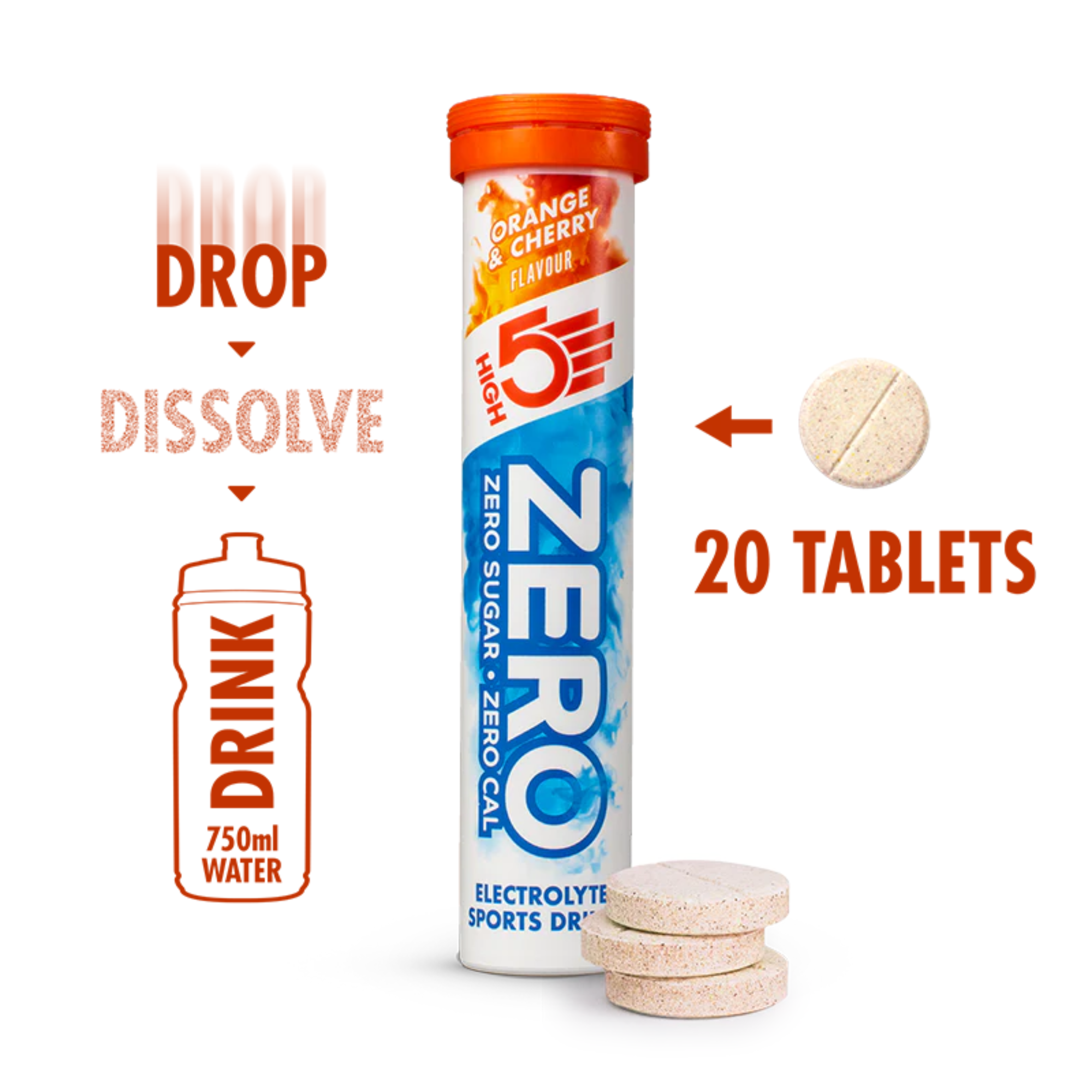 High 5 Zero Electrolyte Drink 20 Tablet Tube (Cherry & Orange)