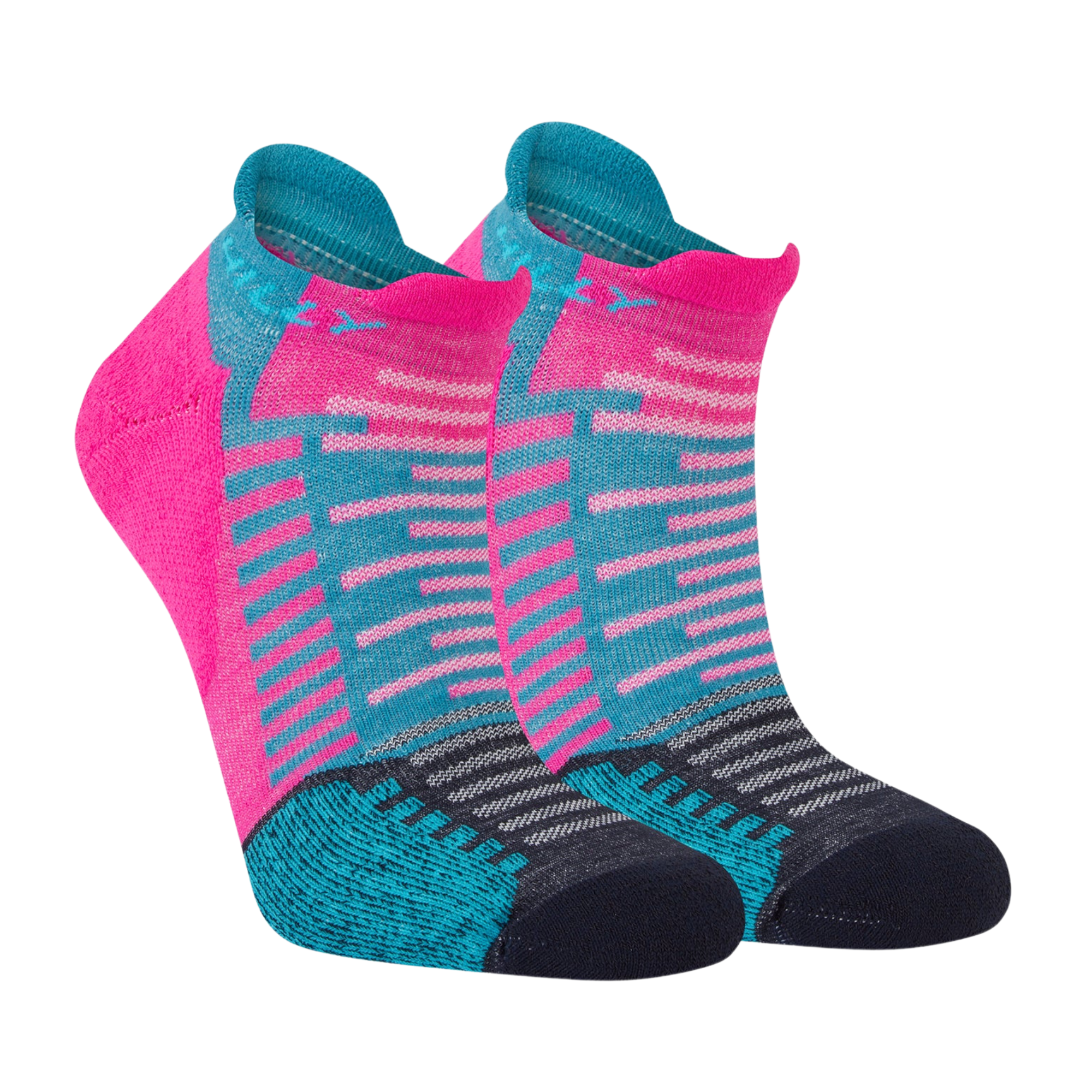 Hilly Unisex Active Running Socklets (Fluo Pink/Teal)