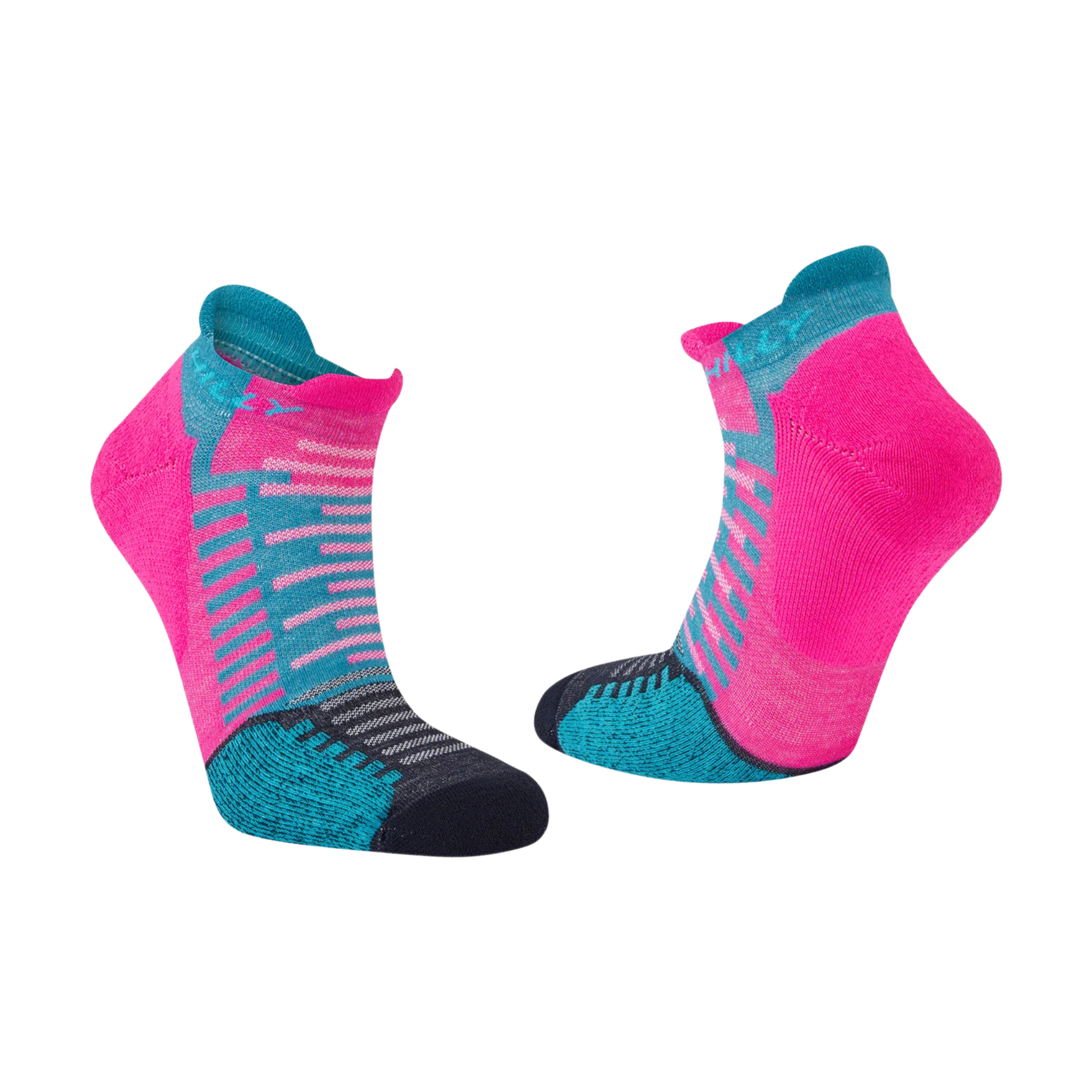 Hilly Unisex Active Running Socklets (Fluo Pink/Teal)