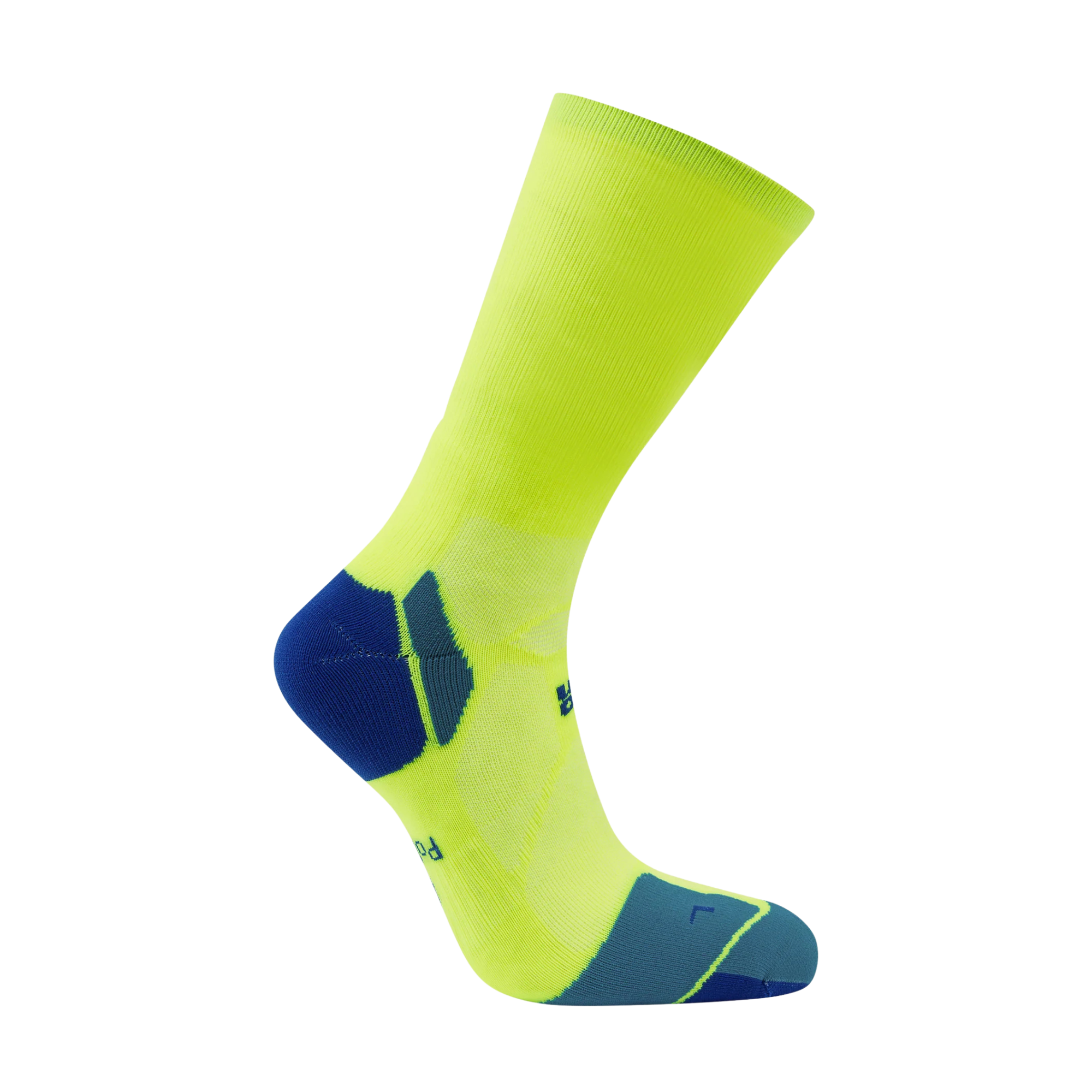 Hilly Unisex Marathon Fresh Crew Length Running Socks (Fluo Yellow/Royal Blue)