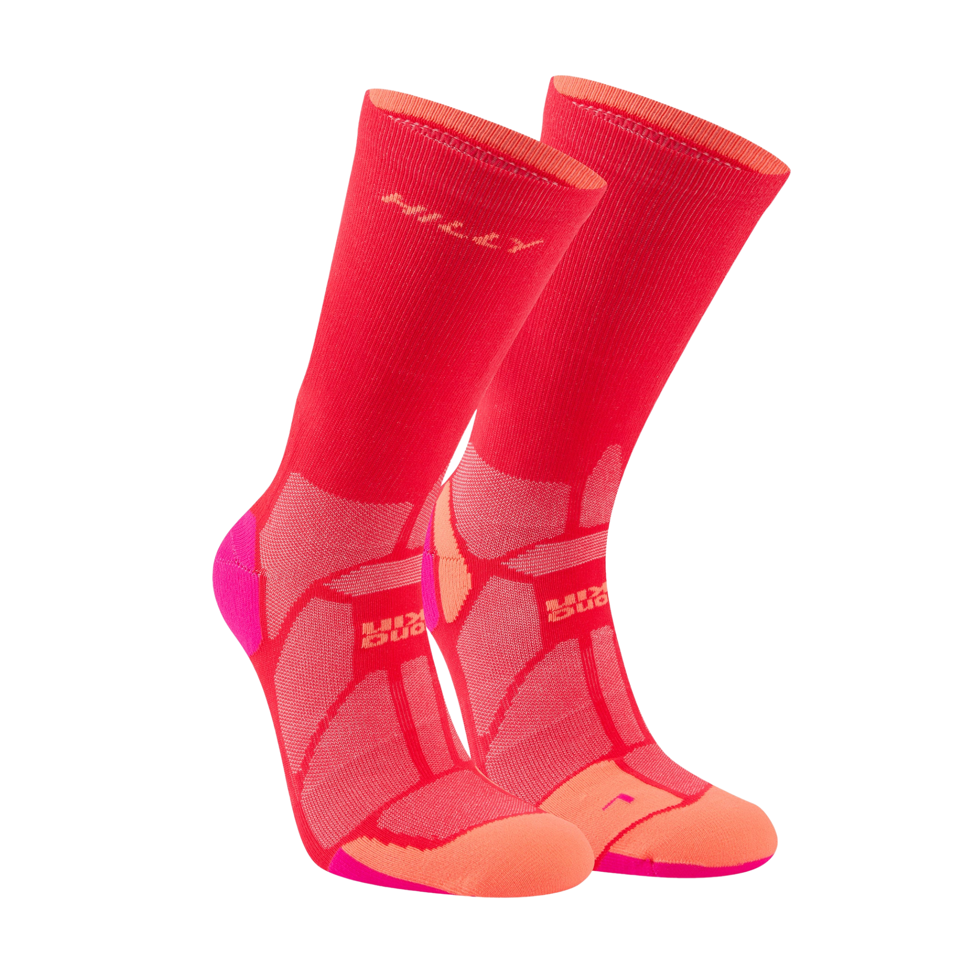 Hilly Unisex Marathon Fresh Crew Length Running Socks (Hot Pink/Neon Candy)