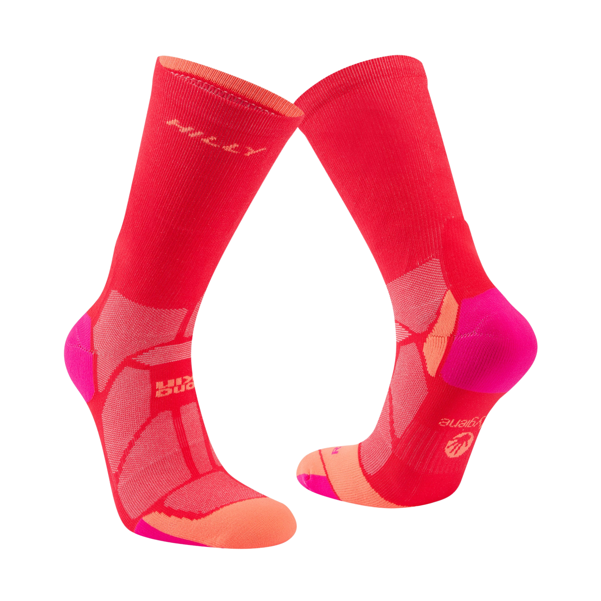 Hilly Unisex Marathon Fresh Crew Length Running Socks (Hot Pink/Neon Candy)