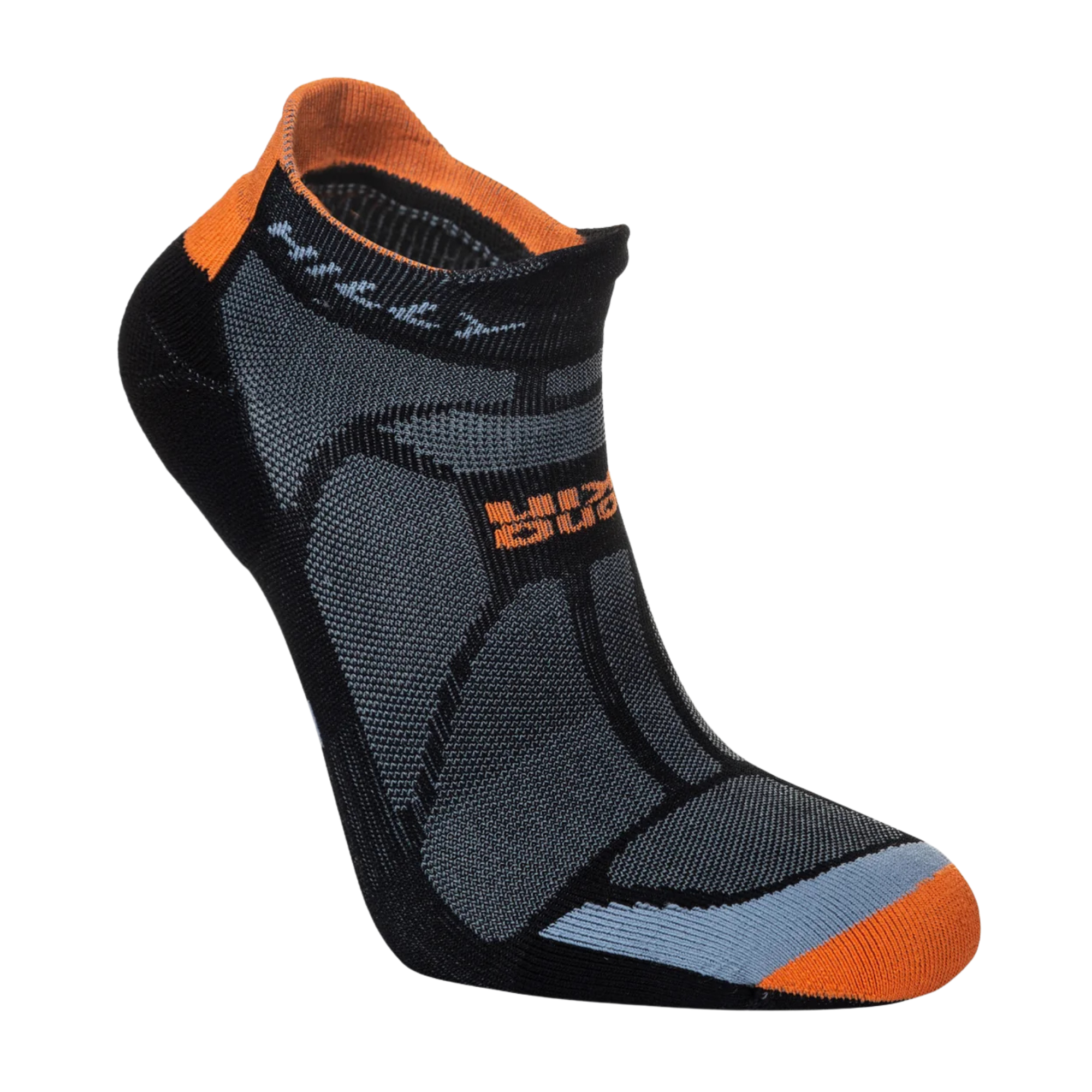 Hilly Unisex Marathon Fresh Running Socklets (Black/Orange)