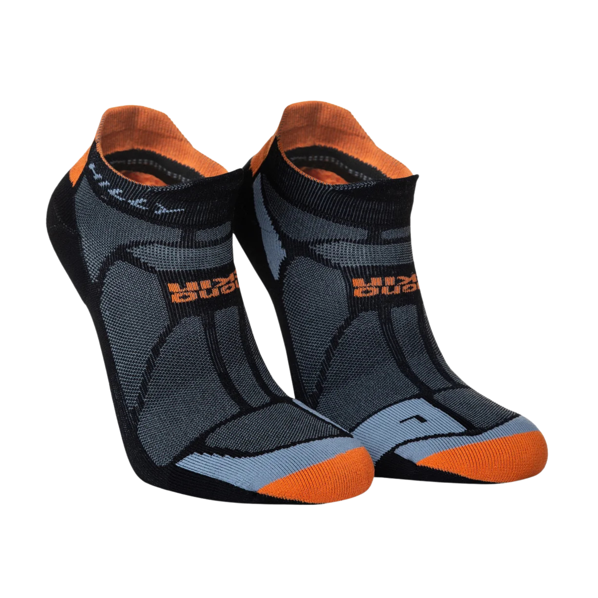 Hilly Unisex Marathon Fresh Running Socklets (Black/Orange)
