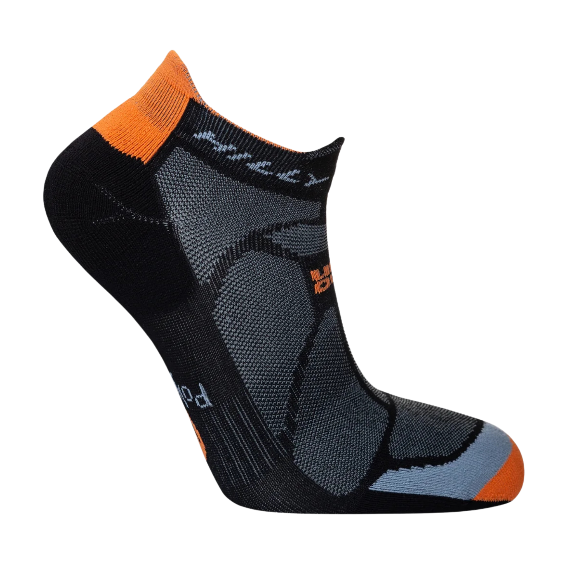 Hilly Unisex Marathon Fresh Running Socklets (Black/Orange)
