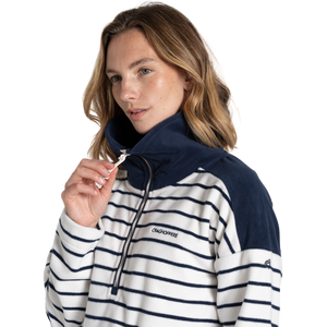 Craghoppers Women's Lily Half Zip Fleece Top (Blue Navy Stripe)