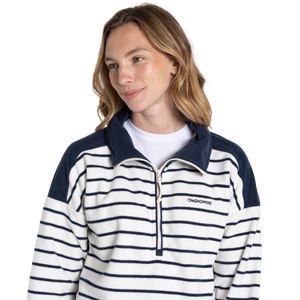 Craghoppers Women's Lily Half Zip Fleece Top (Blue Navy Stripe)