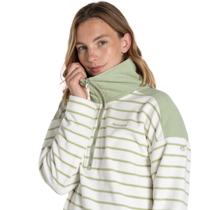 Craghoppers Women's Lily Half Zip Fleece Top (Bud Green Stripe)