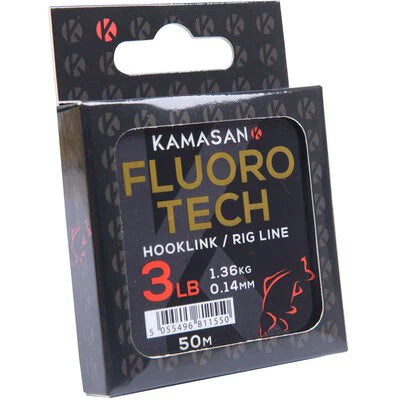 Kamasan Fluoro Tech Hooklink Line (50m/0.28mm/10lbs)(Clear)